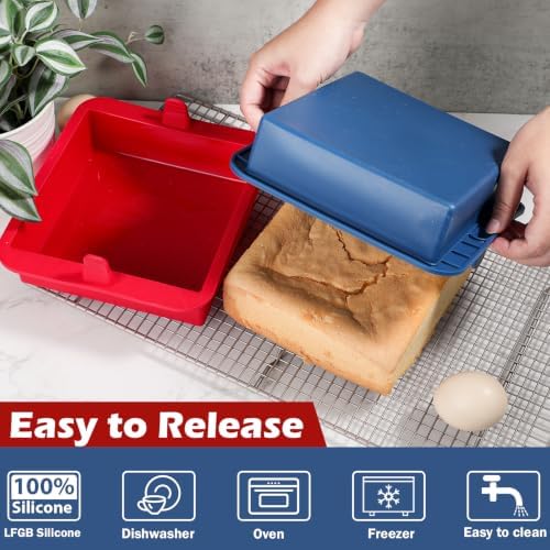 Webake 6 inch Air Fryer Square Cake Pan, Nonstick Platinum Silicone