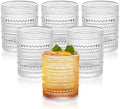 Vintage Dot Pattern Drinking Glasses Set of 6, 14.5 oz Short Glass