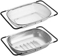 Tioncy 2 Pcs Large over The Sink Colander with Expandable Rubber