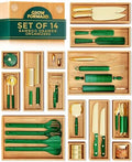 Grow Forward Bamboo Drawer Organizer Boxes - Set of 14 Wooden Drawer