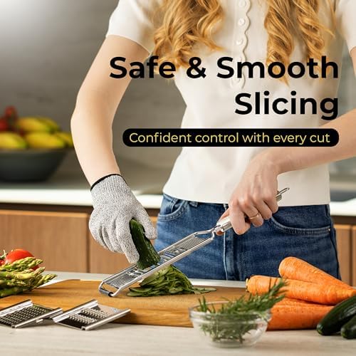 Gramercy Stainless Steel Handheld Mandoline Slicer, 4 Blades