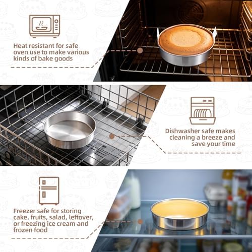 TeamFar 8 Inch Cake Pan Tins Set of 2, with 90 Pcs Parchment Paper