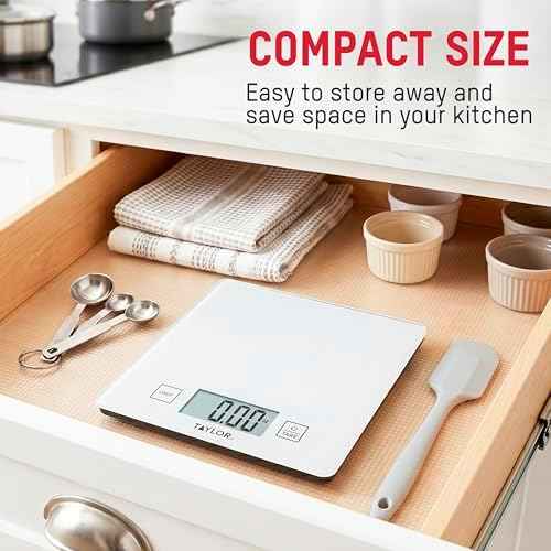 Taylor Compact Glass Kitchen Food Scale, 11 lb Capacity Digital Scale