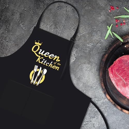 Funny Baker Black Cooking Chef Apron with 2 Pockets Gift for Women Mum