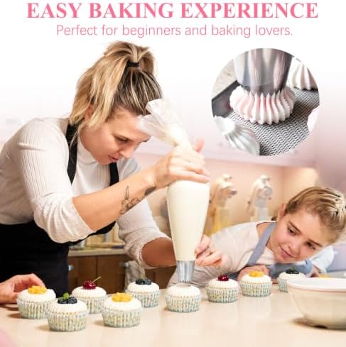 RoseFlower 4 PCS Large Piping Tips Set - Grade Stainless Steel Big
