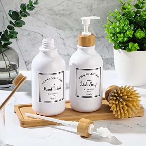Zopeal Dish Soap Dispenser with Bamboo, 4 Pcs