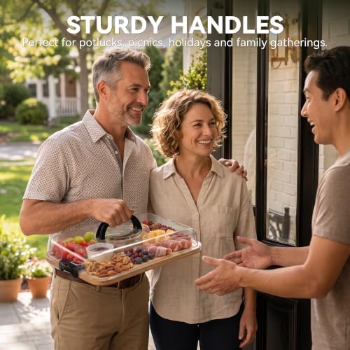 Bamboo Charcuterie Board with Lid, Portable 5-Compartment Tray
