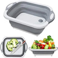Collapsible Colander and Cutting Board - 2 Piece Round Space Saving