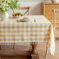 Alsoo Yellow Gingham Tablecloth Rectangle, Picnic Cotton Linen Fabric