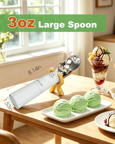 MYMULIKE Heated Ice Cream Scoop, Icecream Scoop Rechargeable with 3