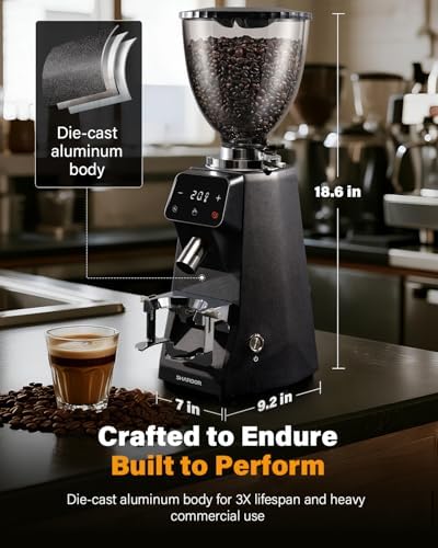 SHARDOR 64mm Burr Coffee Grinder, 100 Grind Settings