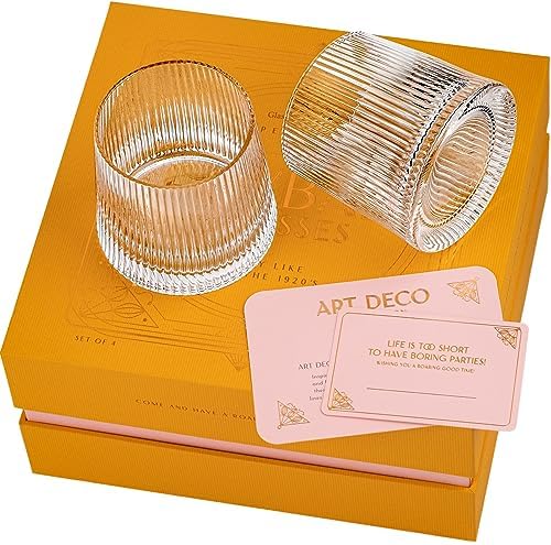 GLASSIQUE CADEAU Vintage Art Deco Speakeasy Lowball Glasses | Set of 4