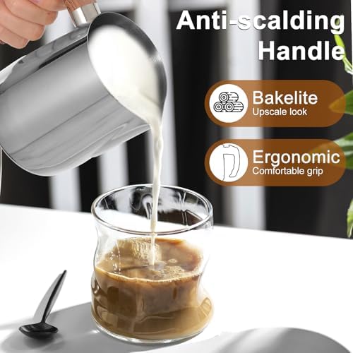 2 Pcs Stainless Steel Milk Frothing Pitcher - 20oz (600ml), Espresso