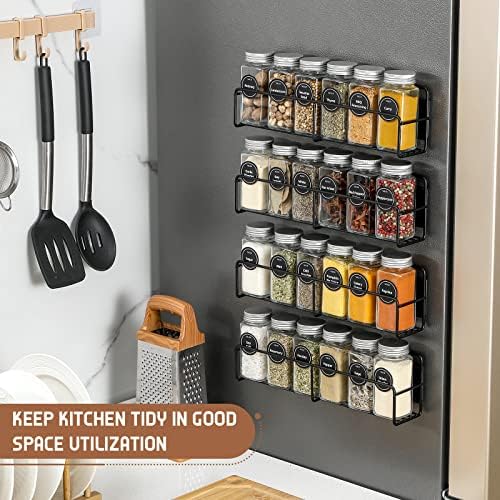 VITEVER Magnetic Spice Rack, 4 Pack, 24 Glass Jars