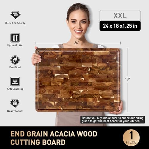 Large Acacia Wood End Grain Cutting Board