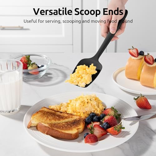 U-Taste 600oF Heat Resistant Silicone Spatulas for Cooking, 4Pcs/Black