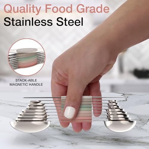 CuttleLab Magnetic Measuring Spoons Set - Stainless Steel, Double