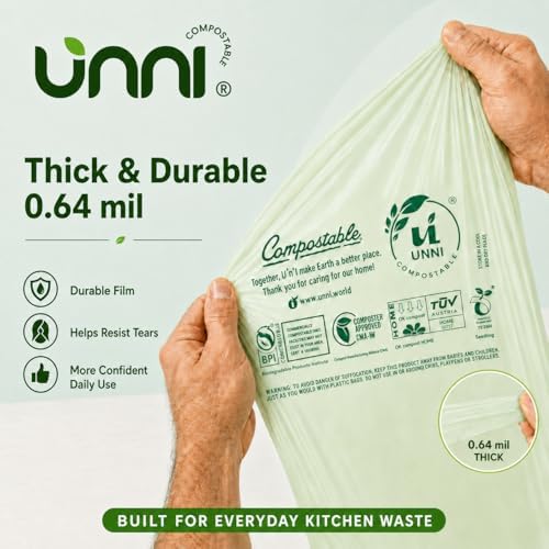 UNNI 1.6 Gallon Compostable Bags, 200 Count