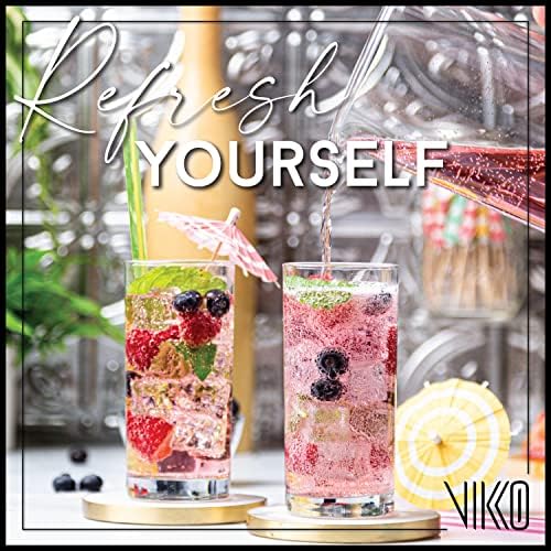 Vikko Water Glasses, Set of 12 Drinking Glasses, Thick and Durable