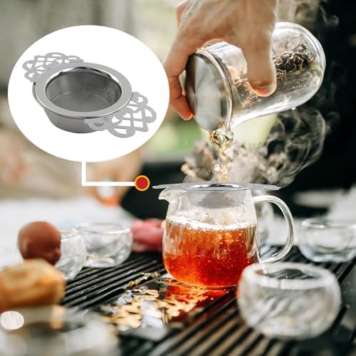 Silver Stainless Steel Tea Strainer with Drip Bowl Set with Handle