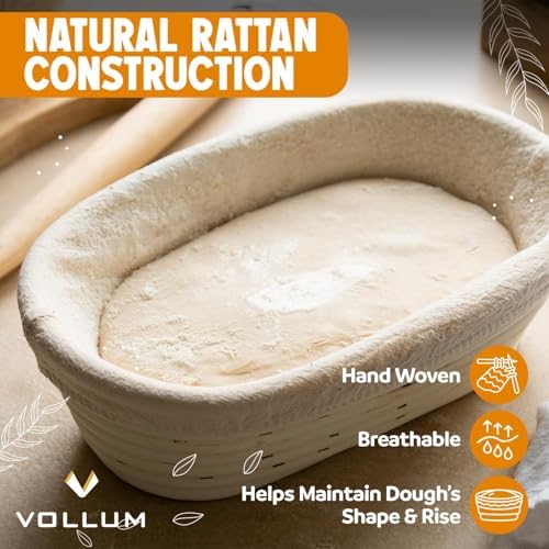 Vollum Round Banneton Bread Proofing Basket, 8.5"