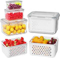 Dayacoco Fruit Storage Containers, 4 Pcs, Drain Basket