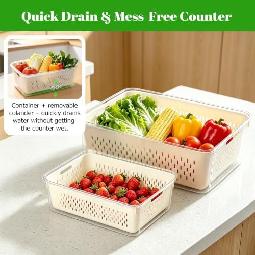 KUK Fruit Storage Containers for Fridge, 5 Pack