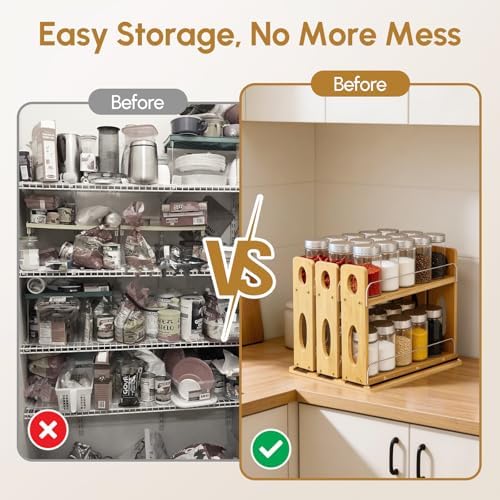 Spice Organization for Cabinet, Kitchen Pull Out Spice Rack Organizer