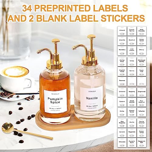 Coffee Syrup Dispenser for Coffee Bar, 16.9oz 500ml Glass Syrup