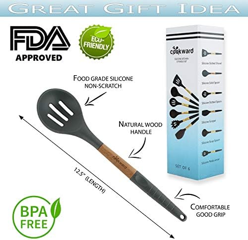 6-Piece Silicone Cooking Utensils Set, Dark Gray