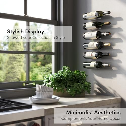 xympo Wall Mounted Wine Rack Set – 6-Piece Aluminum Bottle Holders