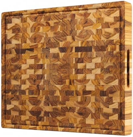 Teak End Grain Cutting Board, 20" x 14" x 1.5"