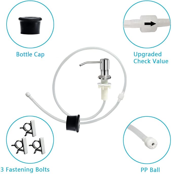 Soap Dispenser for Kitchen Sink, Brushed Nickel Countertop Soap Dispenser Pump - Image 4