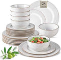 GBHOME Ceramic Dinnerware Sets of 8,24 pcs Plates and Bowls Sets Dishes