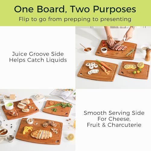 Bamboo Cutting Board Set, Wood Cutting Boards for Kitchen