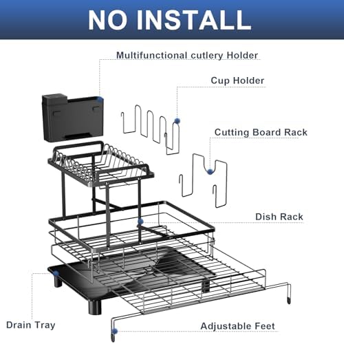 2 Tier Expandable Over-Sink Dish Drying Rack