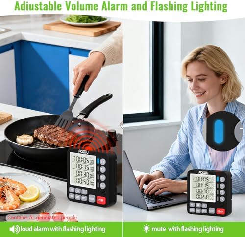 Digital Dual Kitchen Timer, 4-Channel