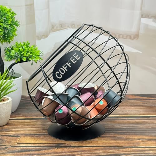 Iron Spherical Shape Coffee Pod Holder, Large Capacity Coffee Pod