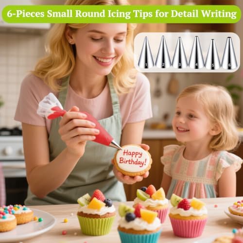 Suuker Round Piping Tips Set, 6-Piece Cake Decorating Tips