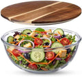 LemonRoad 12 Inch Large Salad Bowl with Acacia Wood Lid Glass Thick