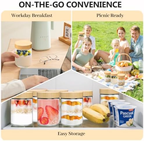 TBWIND 12 Pack 16oz Overnight Oats Containers