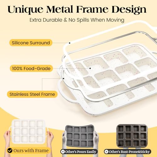 Vinino Silicone Brownie Pans with Dividers, 2 Pack with Metal Frame