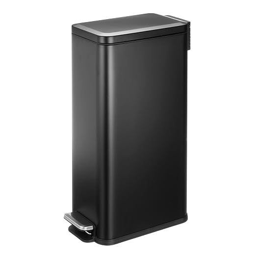 mDesign Slim Metal Rectangle 7.9 Gallon Trash Can by mDesign