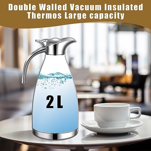 Uiifan 2 Pcs 68oz Thermal Coffee Carafe for Keeping Hot/Cold