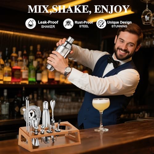 IOV Cocktail Shaker Set Bartender Kit with Stand | Bar Set Drink Mixer