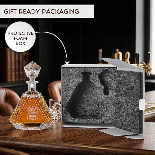 Personalized Triangle Whiskey Decanter Set – 650ml Engraved Liquor