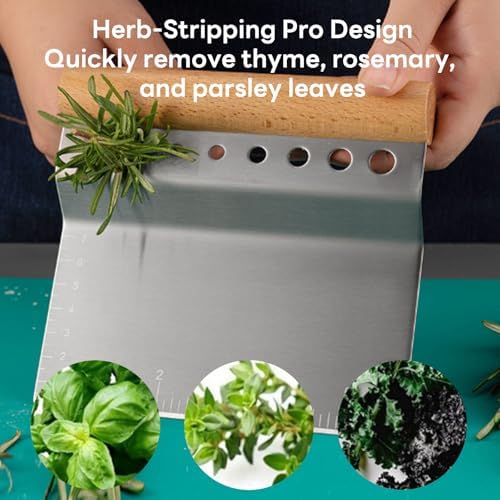 Bench Scraper Kitchen Herb Stripper,Dough Scraper Cutter,Food Scraper