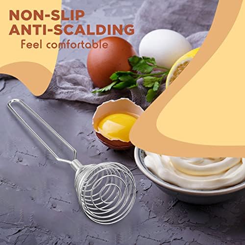 Chengu 4 Pcs Stainless Steel Spring Whisk, 8.46 Inch Hand Push Beater