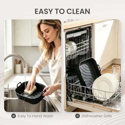 Redfly 2 Pack Silicone Air Fryer Liners,Square Reusable to 8.5in Air