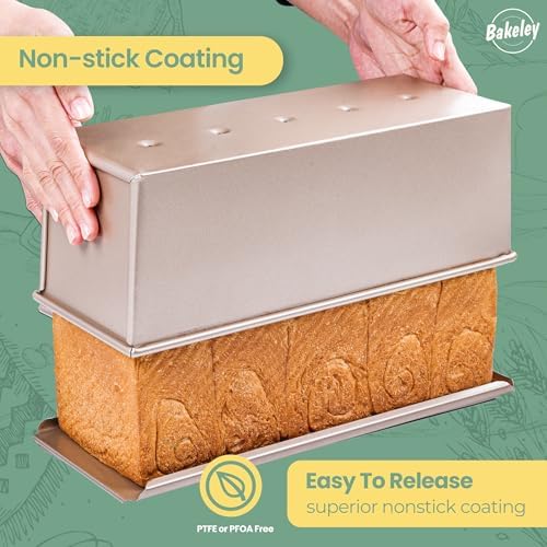 Commercial Pullman Loaf Pan with Lid, 2.2Lb Dough Capacity Non-stick